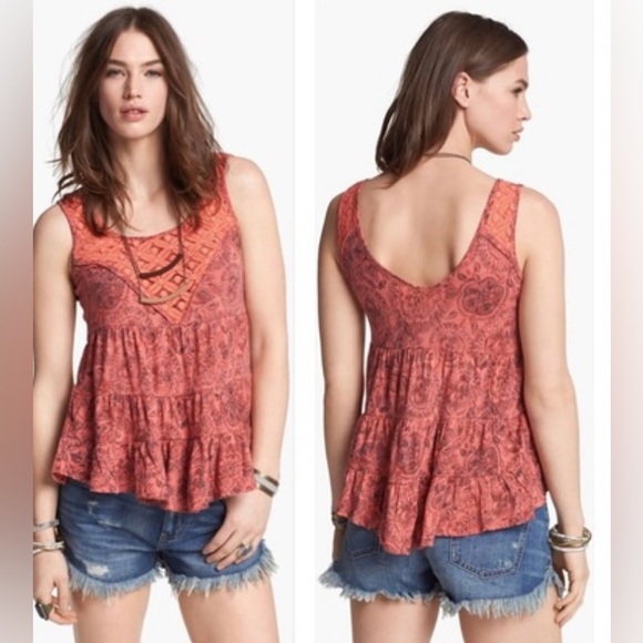 Free People Dorothy Print Babydoll Top, Size XS (oversized) - Picture 5 of 5